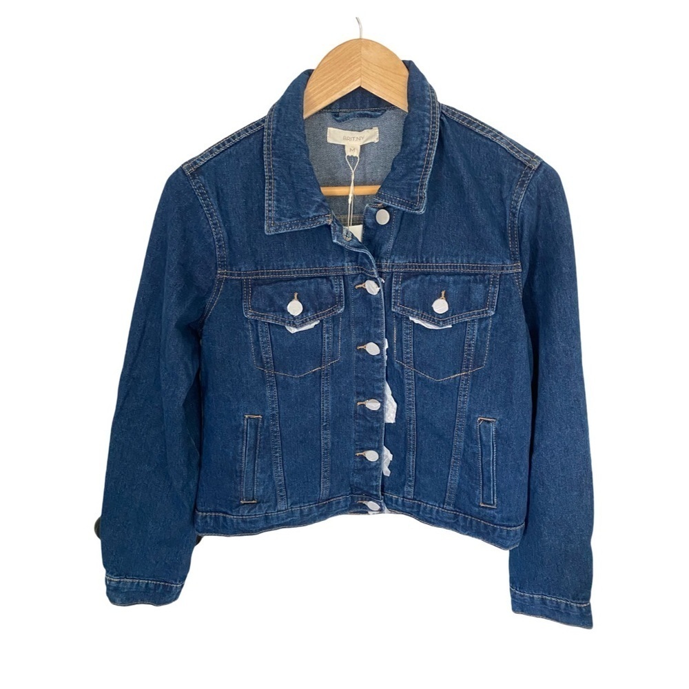 Brit.NY Floral Paisley Embellished Denim Jean Jacket NWT Size M